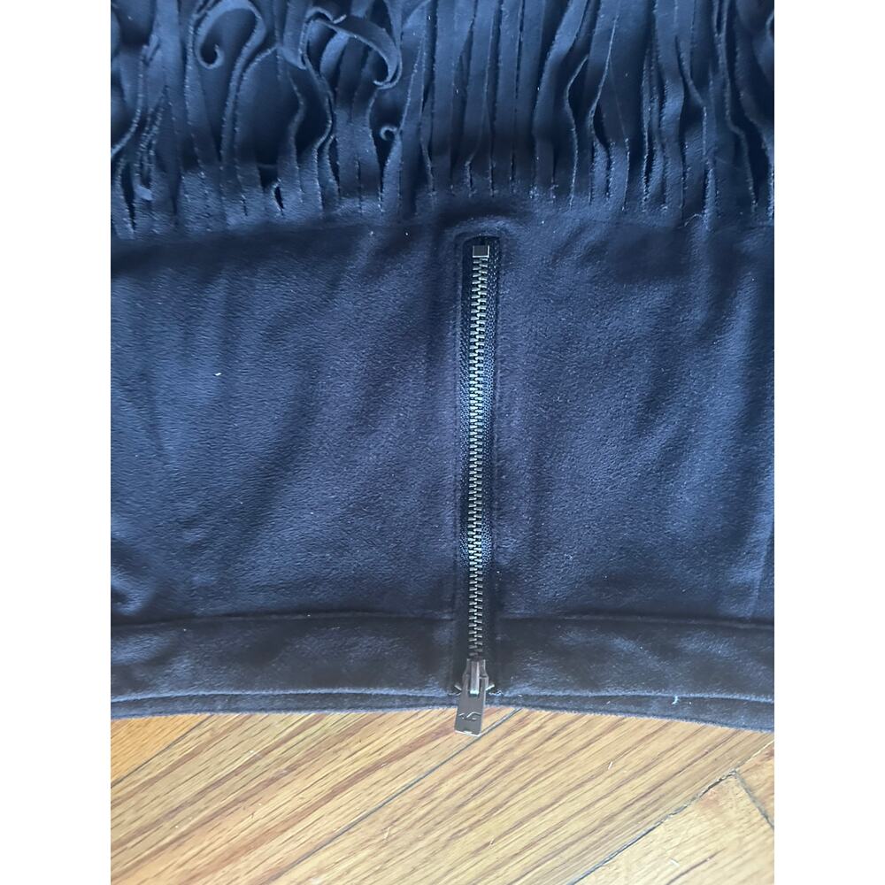 Hollister Fringe Mini Skirt Women’s Faux Suede Western Boho Brown Size M - Picture 4 of 6